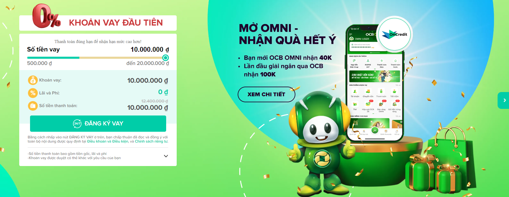 ONCREDIT CPS - 0% lãi Gói vay đầu